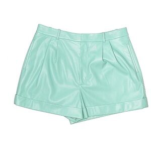 Alice + Olivia turquoise vegan leather shorts